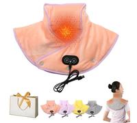 Electric Neck and Shoulder Heating Pad with Vibration, ThermaEase Pro Therapeutic Heat & Vibration Wrap for Instant Neck Pain Relief with 3 Heat Settings, Heated Necks Wrap for Women Man (Pink)
