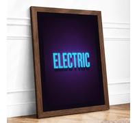 Electric Neon Framed Wall Art Print A1 Walnut | Ready to Hang, Premium Gi Paper, Fade-Resistant Inks, Securely Packaged, UK Made