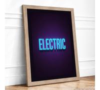 Electric Neon Framed Wall Art Print A2 Oak | Ready to Hang, Premium Gi Paper, Fade-Resistant Inks, Securely Packaged, UK Made
