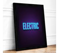 Electric Neon Framed Wall Art Print A4 Black | Ready to Hang, Premium Gi Paper, Fade-Resistant Inks, Securely Packaged, UK Made