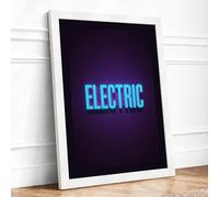 Electric Neon Framed Wall Art Print A4 White | Ready to Hang, Premium Gi Paper, Fade-Resistant Inks, Securely Packaged, UK Made