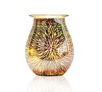 Electric Oil Burner Wax Melt Burner 3D Firework Star Effect Starburst Glass Oil Warmer Candle Melter Fragrance Aroma Warmer for Bedroom Living Room Gifts (3D Fireworks)