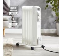 Geepas Oil Filled Radiator Heater 1500W, 7 Fin | Portable Electric Heater 3 Heat Settings | Adjustable Thermostat Safety Cut-off Overheat Protection Energy Efficient Heating | 2 Year Warranty White