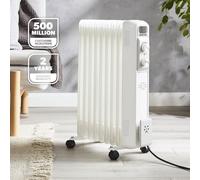 Geepas Oil Filled Radiator Heater 2000W, 9 Fin | Portable Electric Heater 3 Heat Settings | Adjustable Thermostat Safety Cut-off Overheat Protection Energy Efficient Heating | 2 Year Warranty White
