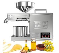 Electric Oil Press Machine, 820W Stainless Steel with Constant Temperature Control, Automatic Hot/Cold Pressing for Fresh Nut and Seed Oil, Processes Over 30 Raw Materials