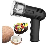 Electric Opening Machine with Coconut Scraper, 2min Quick Hole Opening, 6cm/2.36in Aperture, Small Stainless Steel Beverage Meat Extractor, Professional Recommendations Set Cutter Cracker Black