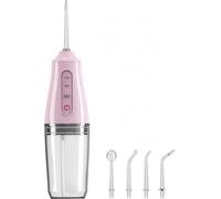 Electric Oral Irrigator Cordless,USB Rechargeable Dental Teeth Rinser with 4 Nozzles and 3 Pressure Modes,Teeth Cleaning and Whitening 4 Jet Tip IPX7 Waterproof Teeth Cleaner (Pink)