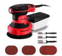 Electric Orbital Sander for Wood: DEKOPRO Sanding Machine with Dust Collector,16Pcs Sandpapers, 6 Variable Speed 14000RPM, 125MM Hand Tool, 3*Flat Paint Brushes,Fit for Woodworking/Sanding(Red)