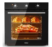 Electric Oven 60L, 6 Functions Built-In Oven Knob Control, Single Oven with 6 Functions, 250℃ High-Temperature Cooking, 120-Minute Timer