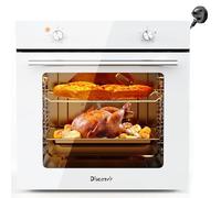 Electric Oven 65L, Built in Oven 60cm, 4 Functions Single Oven 2200W Knob Control with 3D Hot Air Baking, Heat Protection Glazing, Convection, White