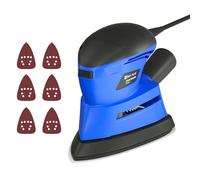 Electric Palm Detail Sander with Dust Collector, 6Pcs Sandpapers, 130W Powerful Detail Mouse Sander 12000RPM Orbital Hand Held Sanding Machine for Sanding/Polishing/Waxing Wood, Wall, Metal,Blue