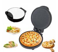 Electric Pan, 1200W Indoor Pizza Oven, Non-Stick Surface, Dual Heating Elements, 180-Degree Opening, 26cm Pancake Maker for Pizzas, Quesadillas, Arabic Bread