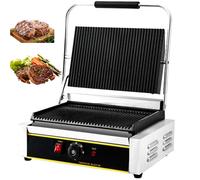 Electric Panini Press Grill, Commercial Mini Steak Machine with 50-300℃ Temp Control and Touch Handle, Non-Stick Panini Grill Maker for Panini's Steaks Toastie Vegetables Prawns Meat Fish