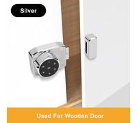 Electric Password Code Glass Cabinet Lock with Touch Panel Keypad, Rechargeable Battery and Low Voltage Alarm for Frameless Push Pull SLI(Type C Silver)