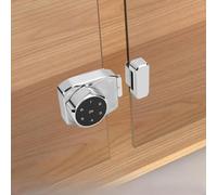 Electric Password Code Glass Cabinet Lock with Touch Panel Keypad, Rechargeable Battery and Low Voltage Alarm for Frameless Push Pull SLI(Type B Silver)