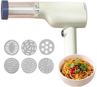 Electric Pasta Machine Handheld Wireless Pasta Press 6-in-1 Automatic Pasta Machine Multi-Purpose Kitchen Small Tools for Idiyappam and Homemade Noodles (Plastic)