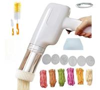 Electric Pasta Maker - Cordless Portable Noodle Machine with Moulds & Cutter, Automatic Dough Press for Homemade Ramen and Spaghetti
