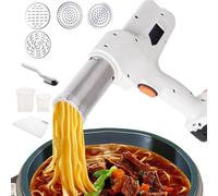 Electric Pasta Maker Machine, 304 Stainless Steel, 4 Interchangeable Moulds, Fast Charge for Fresh Noodles, Compact & Portable Kitchen Appliance