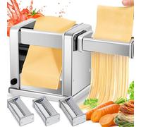Electric Pasta Maker Machine, Stainless Steel Roller and Cutter with 7 Thickness Settings, 3 Blade Attachments for Spaghetti, Fettuccine, Lasagna