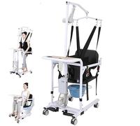 Electric Patient Lift Transfer Chair, Foldable Portable Wheelchair for Home and Car, Height Adjustable Shower Chair with Hanger Device