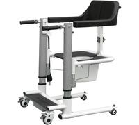 Electric Patient Lift with 180° Split Seat - Mobile Hoist Transfer Chair for Bed Toilet & Shower, Home Nursing Aid with Roller Functions