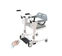 Electric Patient Transfer Lift for Home, Remote Control, Waterproof Bathroom Wheelchair W/ 180° Split Seat & Desk Tray, Foldable Bedside Commode W/Bedpan for Disabled Elderly