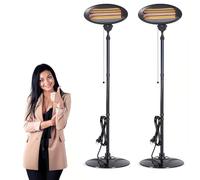 Electric Patio Heater 2000W - Quartz Halogen Infrared Heater with 3 Adjustable Modes - Freestanding Garden Heater for Deck, Porch, Garden Outdoor Use (Pack of 2)