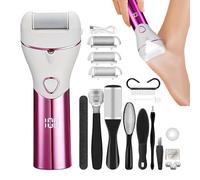 Electric Pedicure Kit, Callus Remover for Feet | Rechargeable Foot Scrubber Remover of Dead Skin Cells | Electric Foot Care Kit with 3 Grinding Heads for Hard Cracked Dead Skin