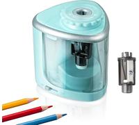 Electric Pencil Sharpener - Battery-Operated for #2/HB & Colored Pencils (6-8mm), Portable Blue Sharpener for Artists, School & Office (Includes 4 AA Batteries)