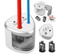 Electric Pencil Sharpener, Electric Universal Pencil Sharpener, Electric Sharpener, Electric Thick and Thin Pencils, for School, Home, Office, Classroom and Multi-Silver