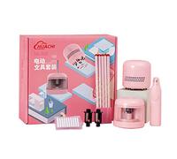 Electric Pencil Sharpener & Electronic Erasers - Mini Table Dust Sweeper Set, Electric Stationery Set for Kids & School Supplies (Pink)