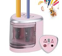 Electric Pencil Sharpener Kids Battery Mains Power Operated, JIJICZ Double Hole Heavy Duty Automatic Pencil Sharpeners Cordless with Big Container for Home Office, Teacher, Artist, Pink, Small