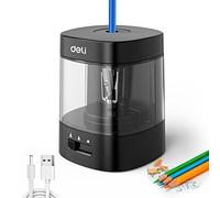 Electric Pencil Sharpener to Fast Sharpen, Suitable for Colored and No.2 Pencils, Battery/USB Operated Sharpener (Black)