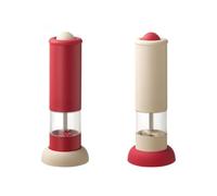 Electric Pepper Grinder, One-Click Automatic Salt and Spice Mill, Red and Cream, 17.5cm Height, Battery Operated, Kitchen Tool