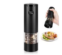 Electric Pepper Grinder or Salt Mill, Battery Powered Automatic Pepper Mill, Ceramic Grinder with Adjustable Coarseness, LED Light, and Salt Mill Refillable, One Hand Operation RE
