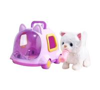 Electric Pet Animal Play Kit - Interactive Plush Robot Dog Cat Rabbit, Pretend Feeding Bottle and Comb, Kids Pet Care Simulation Toy | Travel Role Play Set for Bedroom Nursery Classroom
