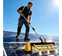 Electric Photovoltaic Panel Cleaning Brush,Electric Solar Panel Cleaning Roller Brush,150W/380RPM, Wet & Dry 2modes washing,Water Fed Extendable Pole(Cordless,3.6M(12ft))
