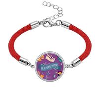 Electric Piano Music Headset Sounds Lucky Red String Bracelet Rope Bracelet Handmade