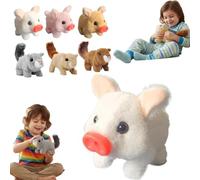Electric Pig Plush Realistic Toy,2026 Interactive Crawling Piglet,Electronic Plush Piggy Toy with Wagging Tail&Twitching Nose&Oink,My Pet Pig That Acts Like a Real Pigs,Christmas Toys Gifts for Kids