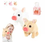 Electric Pig Plush Realistic Toy, Electric Pig Stuffed Animal, Electric Pigs Plush, Interactive Piglet Pet,Realistic Walking Piggy Toy, with Sounds, Ears That Wiggle, Nose That Moves (A*2)