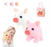 Electric Pig Plush Realistic Toy, Electric Pig Stuffed Animal, Electric Pigs Plush, Interactive Piglet Pet,Realistic Walking Piggy Toy, with Sounds, Ears That Wiggle, Nose That Moves (C*2)