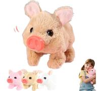 Electric Pig Plush Realistic Toy, Lifelike Animated Walking Pig Plush Toy with Sound and Motion, Pigs Oink Twitch Nose Wag Tail Animated, Cute Funny Plush Stuffed Pigs Electronic Pet for Kids (Brown)