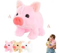 Electric Pig Plush Realistic Toy, Lifelike Animated Walking Pig Plush Toy with Sound and Motion, Pigs Oink Twitch Nose Wag Tail Animated, Cute Funny Plush Stuffed Pigs Electronic Pet for Kids (Pink)