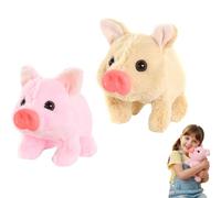 Electric Pig Plush Realistic Toy, Lifelike Animated Walking Pig Plush Toy, with Sound and Motion, The finest (Pink+Khaki)