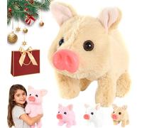 Electric Pig Plush Realistic Toy, Pink Pig Plush Toy, with Sound and Motion, Walking Piggy Pet Interactive Crawling Piglet, Snorts & Wags its Tail, the Best Gift of Companionship for Children (Brown)