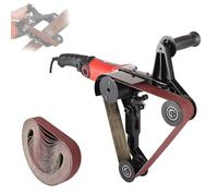 Electric Pipe Belt Sander with 50 Sanding Belts, 6-Speed Adjustable Handheld Tool for Rust Removal, Burnishing, and Finishing