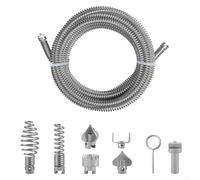 Electric Pipe Cleaner Spiral Flexible Steel Drain Rod with Interchangeable Heads - Kitchen Bathroom Use(C)