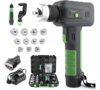 Electric Pipe Expander Kit - Hydraulic Expander with 11 Heads, 3/8 to 1-1/8 Inch, High Capacity Lithium Battery, Includes Pipe Cutter for Copper and Aluminum Pipes