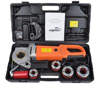 Electric Pipe Threader - Heavy-Duty Hand-Held Power Drive Kit with Dies and Carrying Case for Portable Pipe Threading