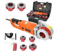 Electric Pipe Threader Kit, 2300W Handheld Ratchet Tool with 6 Dies, Portable Threading Machine for Iron & Steel Pipes, Tapping Threading Set with Suitcase